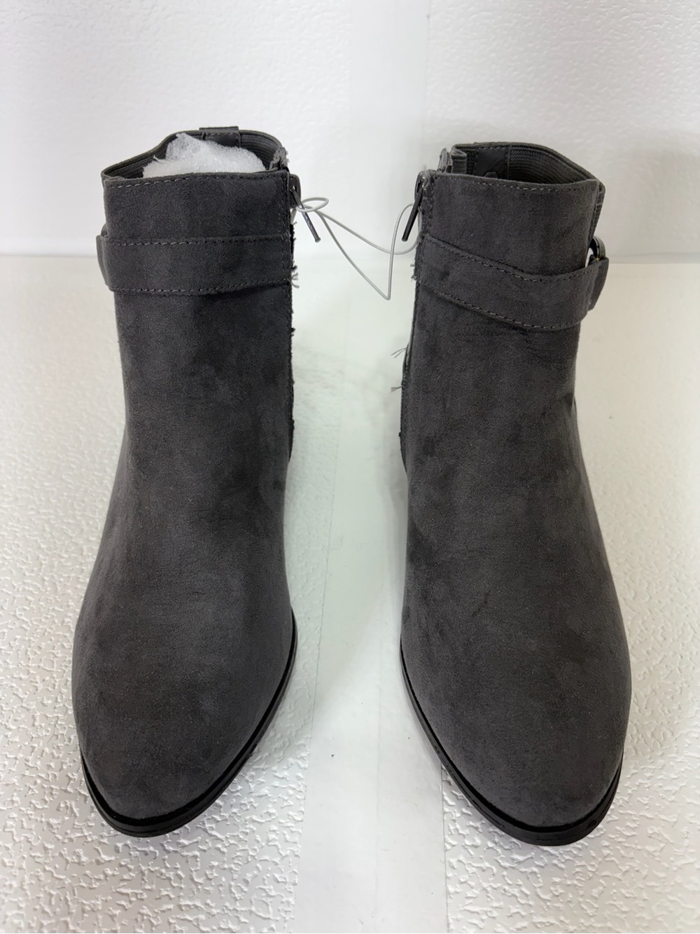 Karen Scott Gray Suede Ankle Booties with Wrap Strap s224